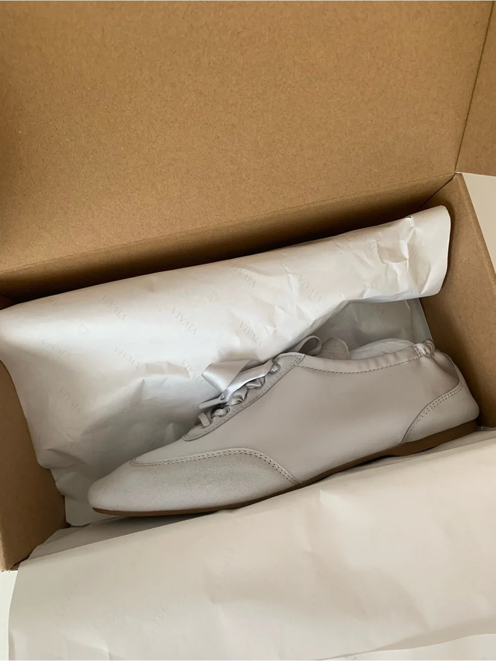 VIVAIA Square-Toe Lace-Up Satin Sneakerina (Cristina)